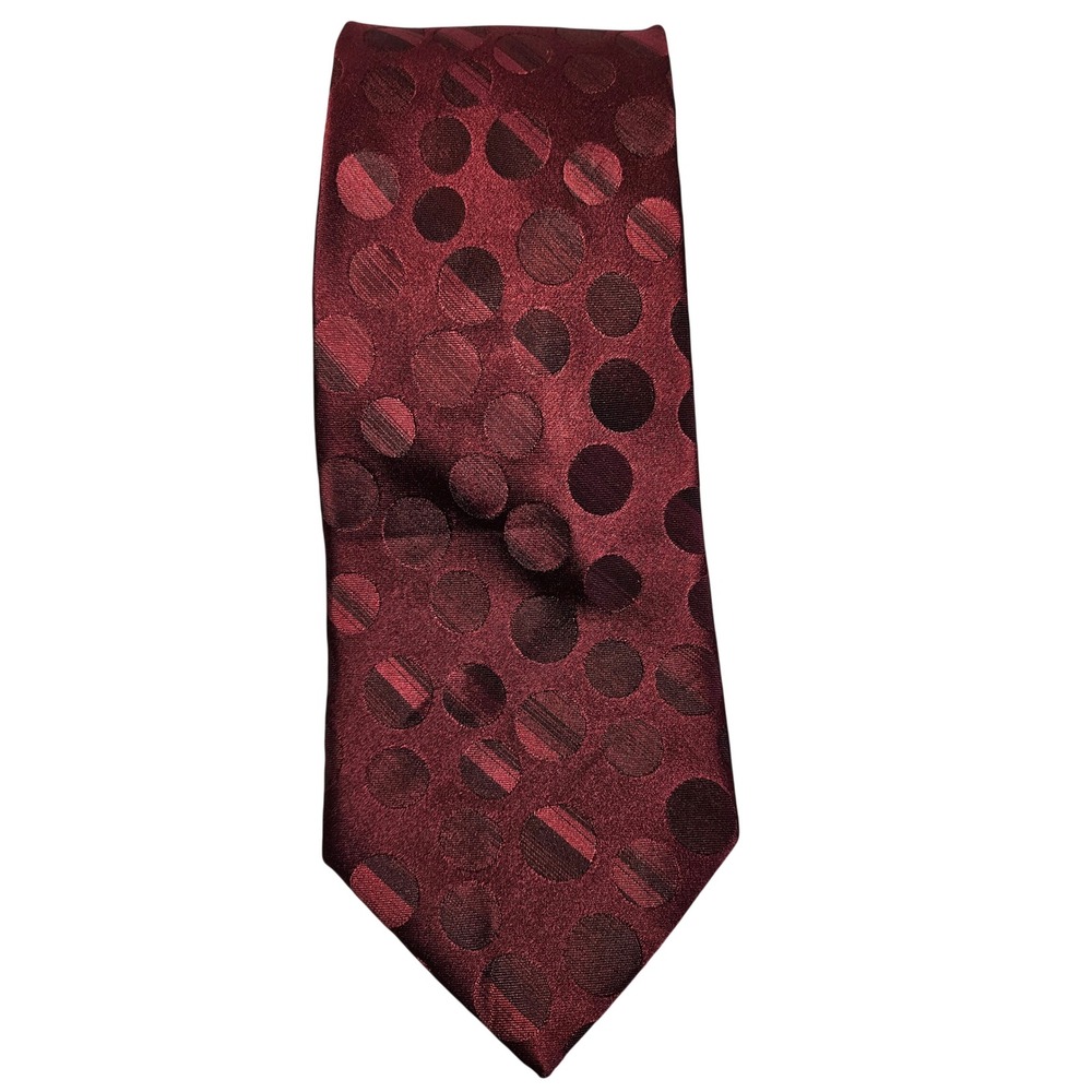 Van‎ Heusen Mens Burgundy Red Polka Dot 100% Silk Geometric Necktie Tie